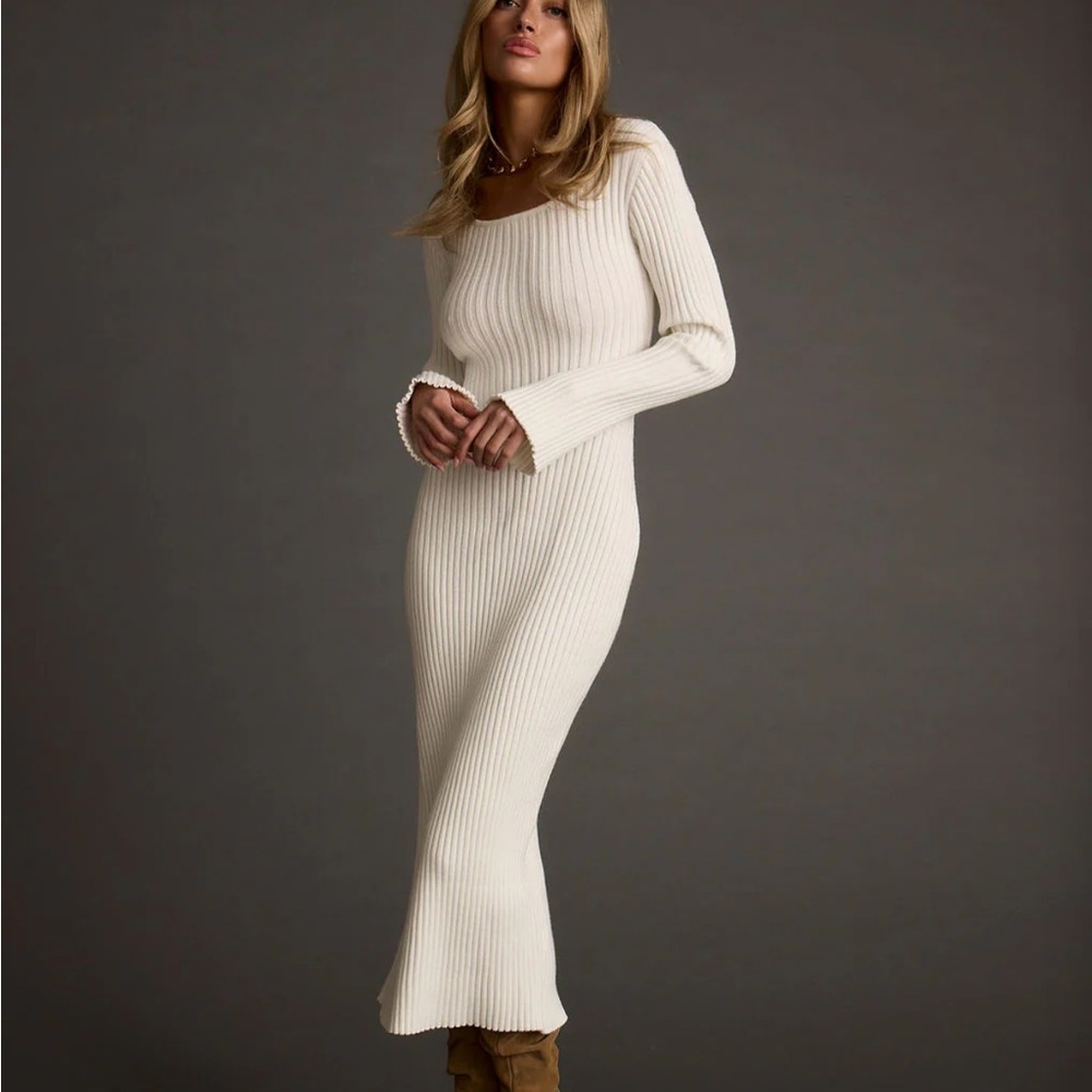 12th Tribe Cream Ribbed Knit Top